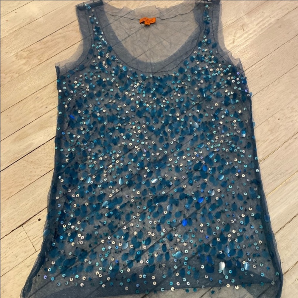 Sheer Mesh Back Sequence Front Tank Top.Small - image 1